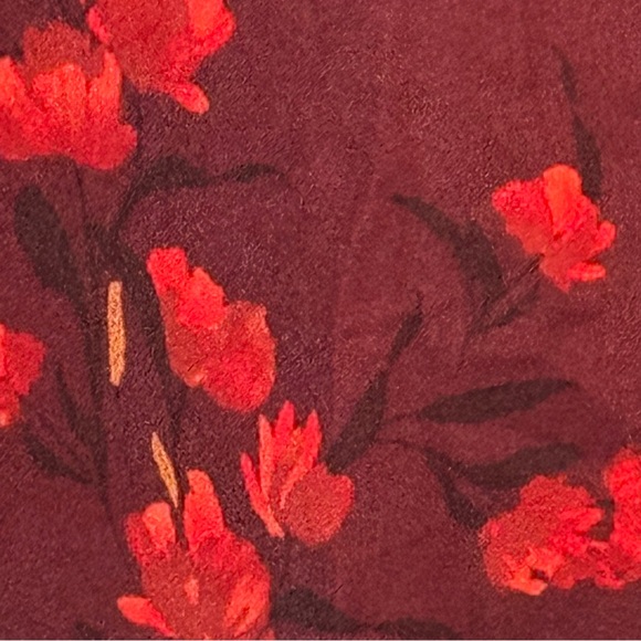 Ava & Viv Burgundy Floral Blouse Women’s Plus Size 2X Long Sleeve Split Neck - Picture 5 of 11